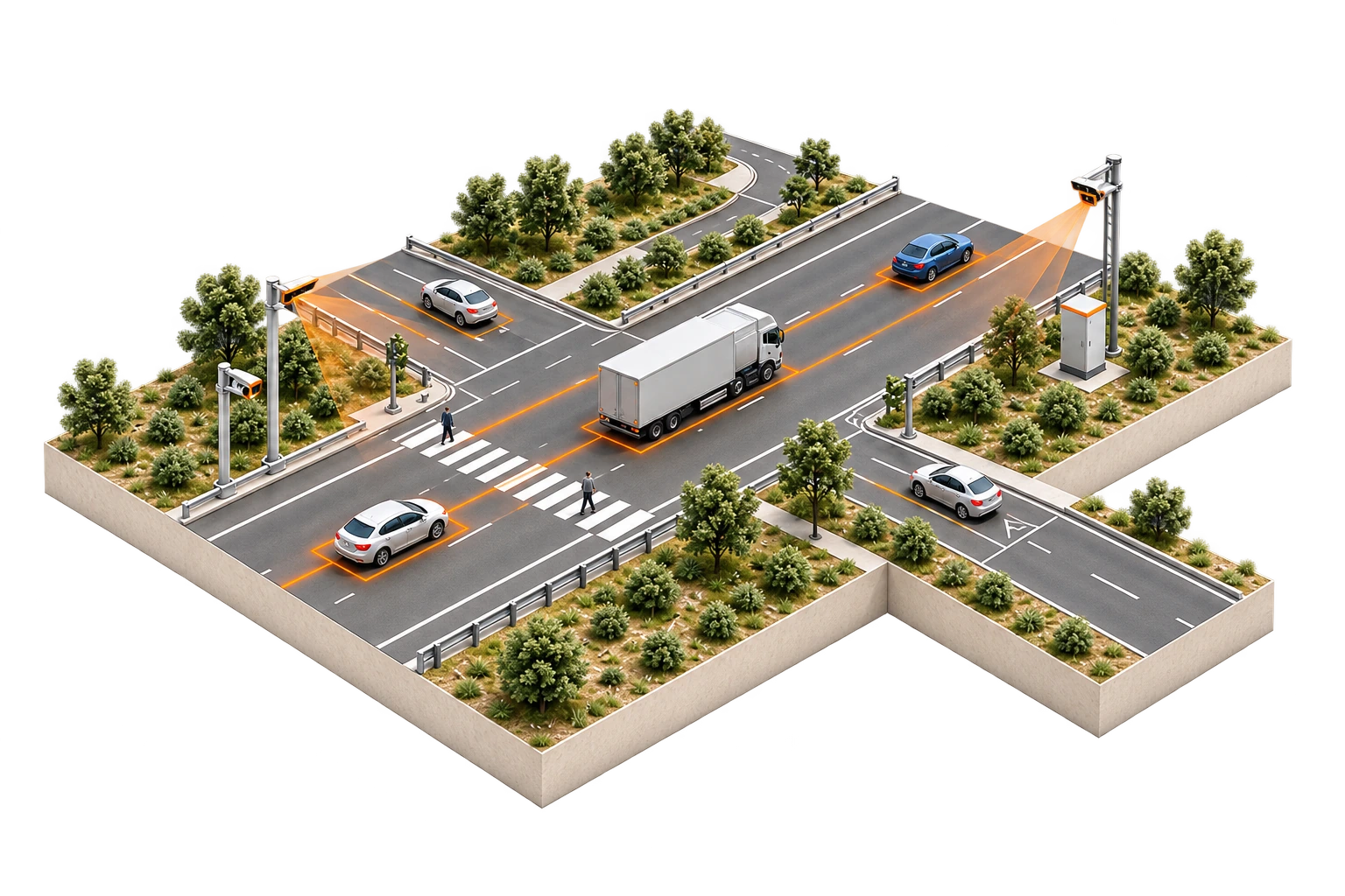 国省道路段与分散路口感知协同场景示意